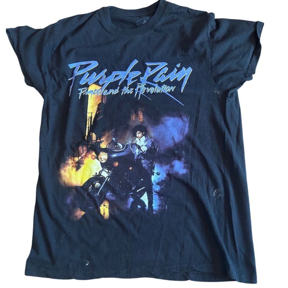 Prince Purple Rain Graphic T-Shirt Black Unisex Size M Music Theme